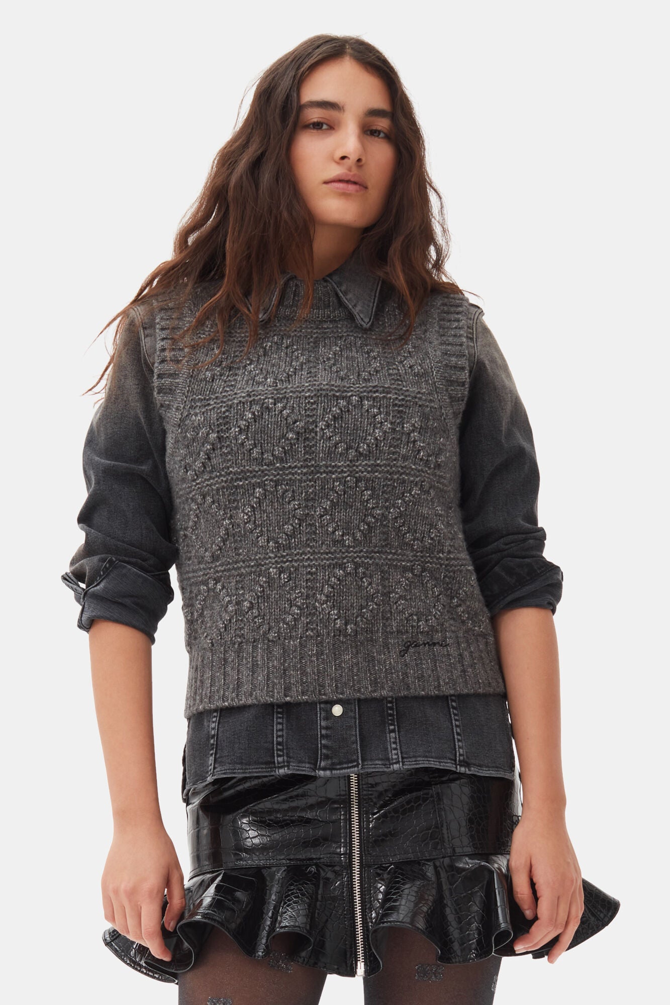 Grey Knit Vest Sweaters & Knits Ganni   