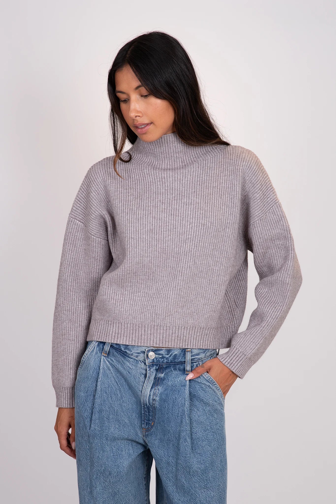 Evolet Ribbed Mockneck Sweater Sweaters & Knits Lyla + Luxe   