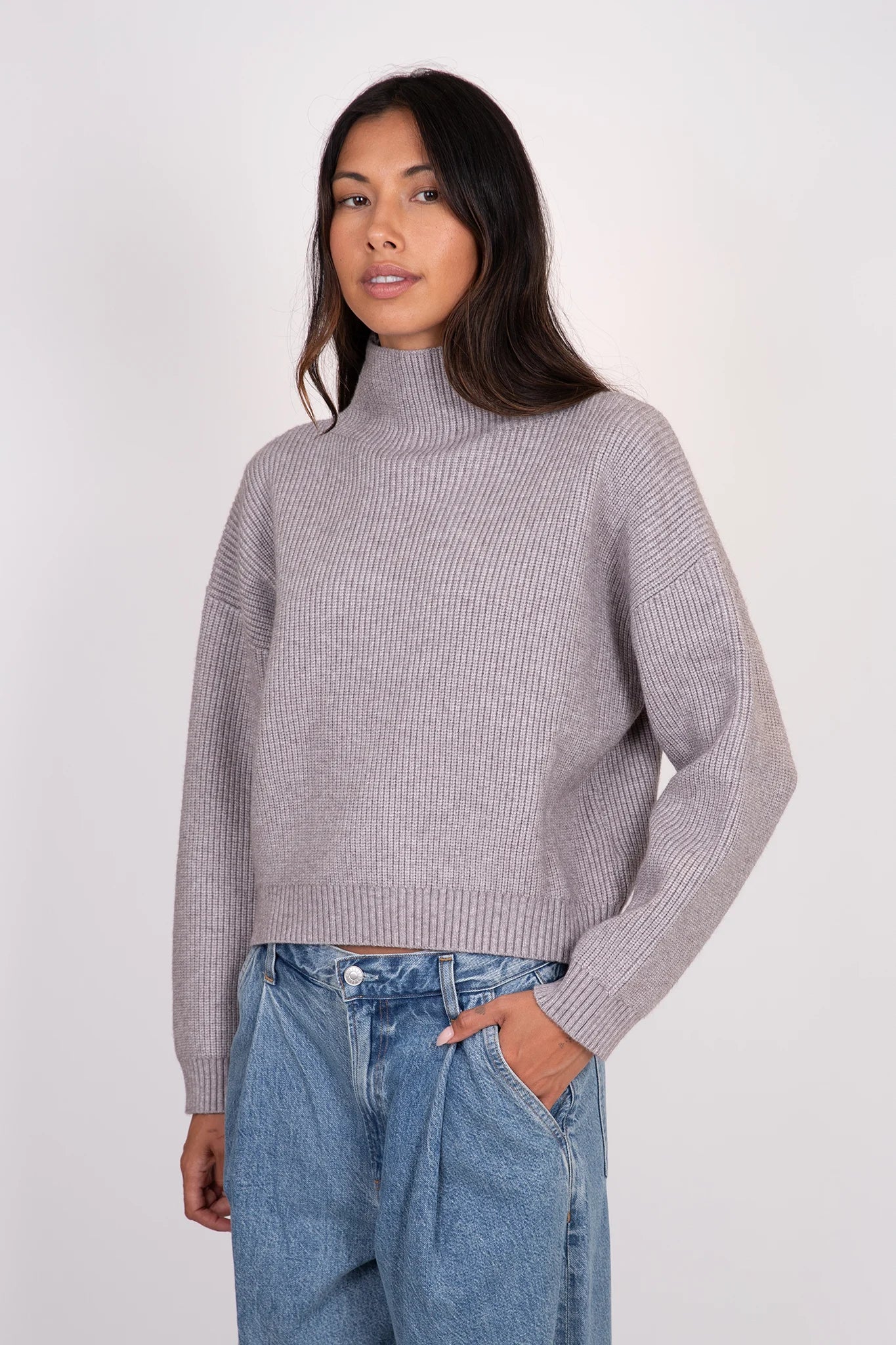 Evolet Ribbed Mockneck Sweater Sweaters & Knits Lyla + Luxe   