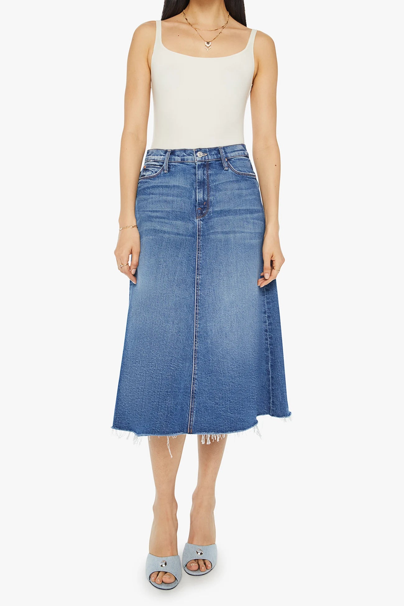 The Circle Midi Fray Skirts MOTHER   