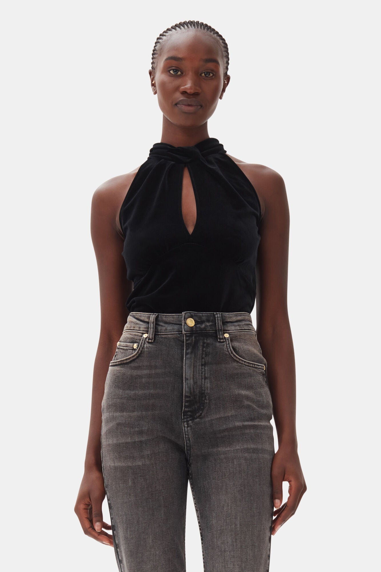 Black Velvet Top Tops Ganni   