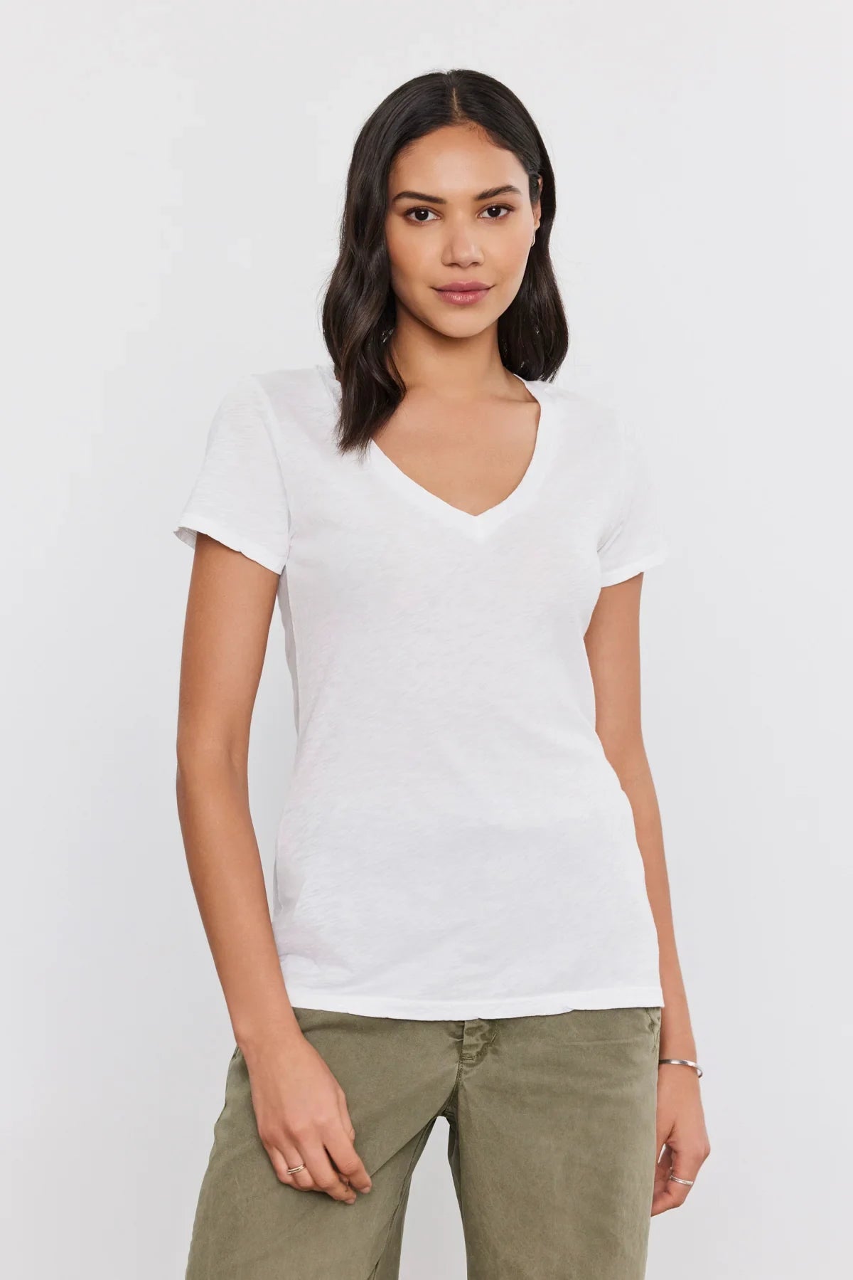 Lilith Cotton Slub V-Neck Tee T-Shirts Velvet by Graham & Spencer