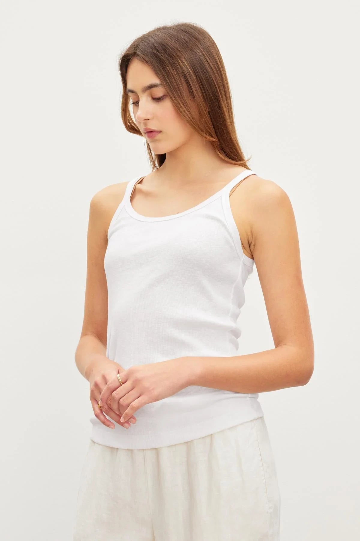 Aliza Ribbed Cotton Layering Tank T-Shirts Velvet by Graham & Spencer