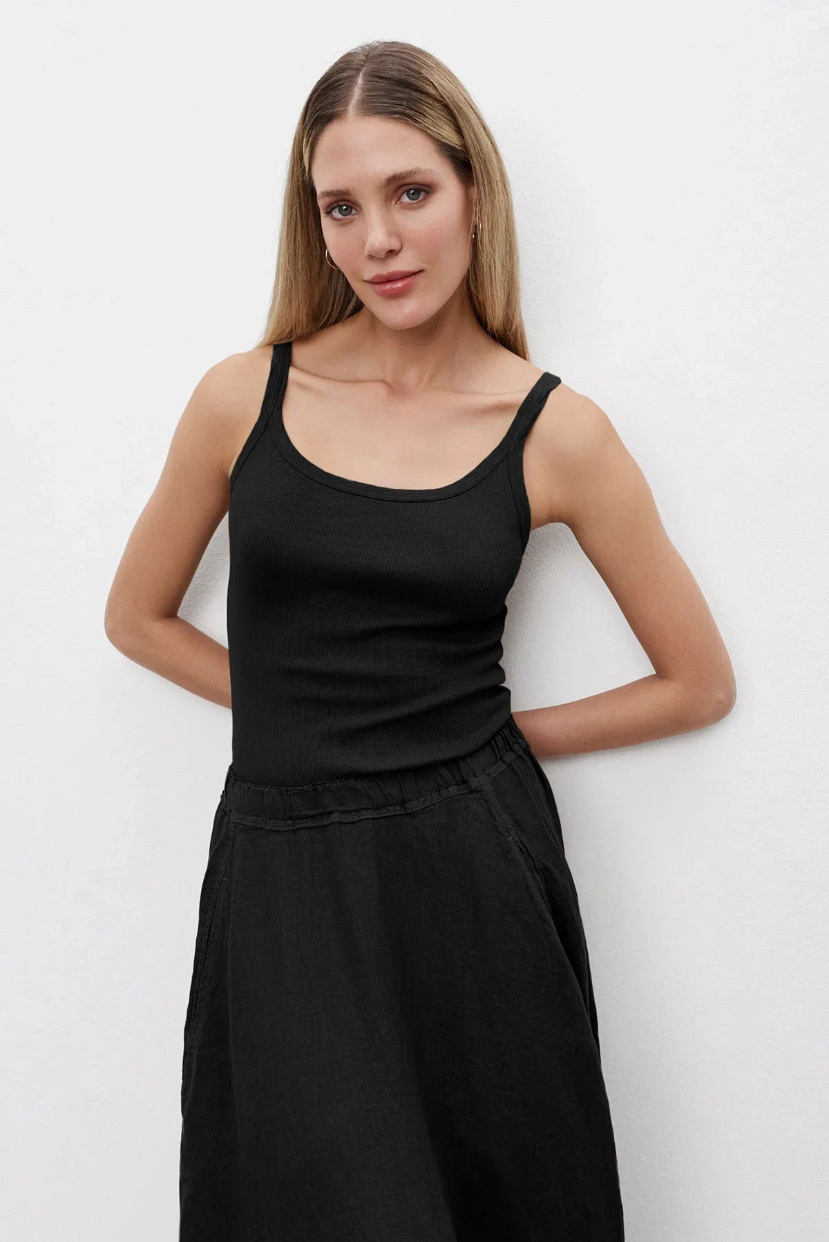 Aliza Ribbed Cotton Layering Tank T-Shirts Velvet by Graham & Spencer