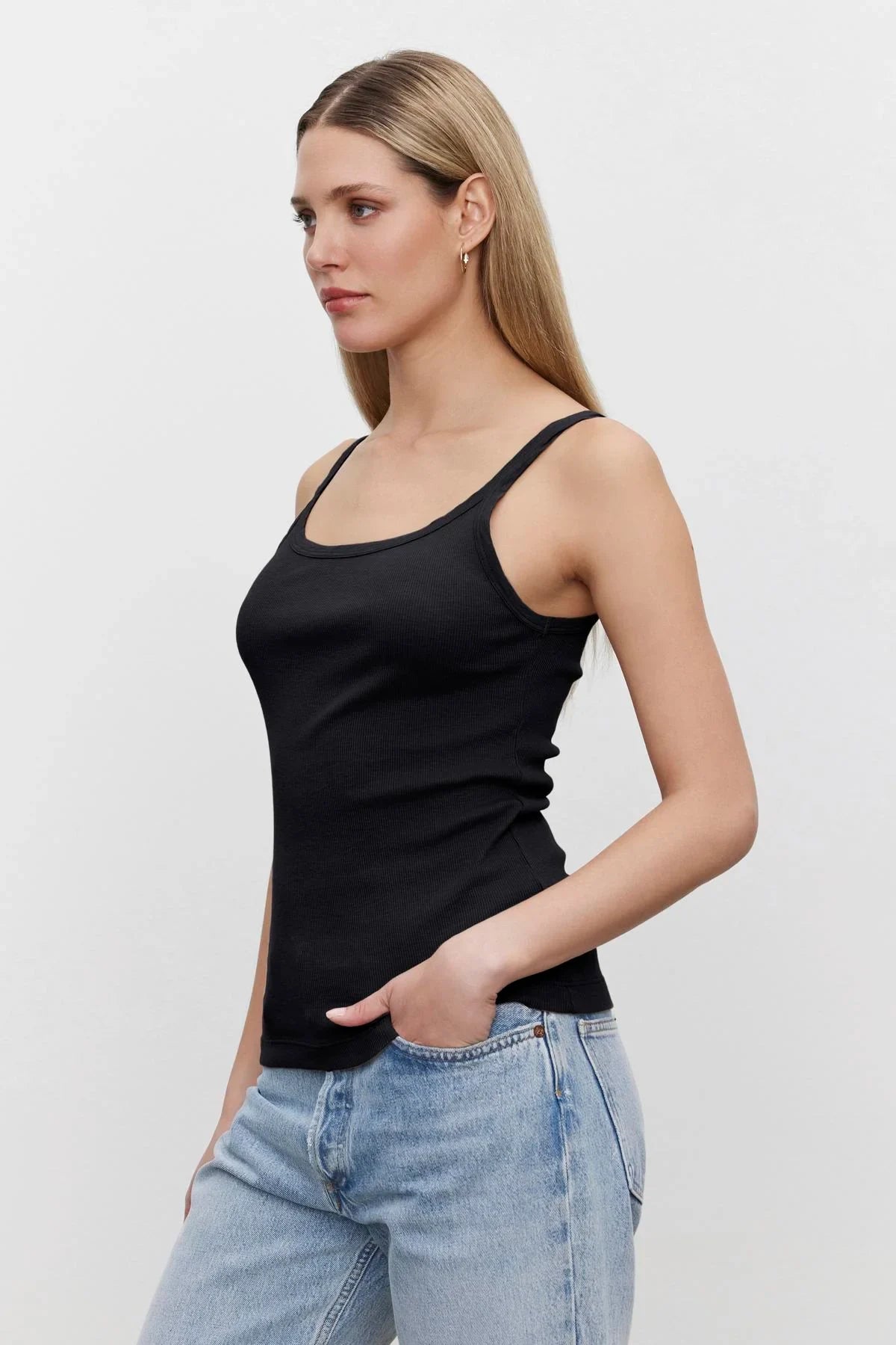 Aliza Ribbed Cotton Layering Tank T-Shirts Velvet by Graham &amp; Spencer