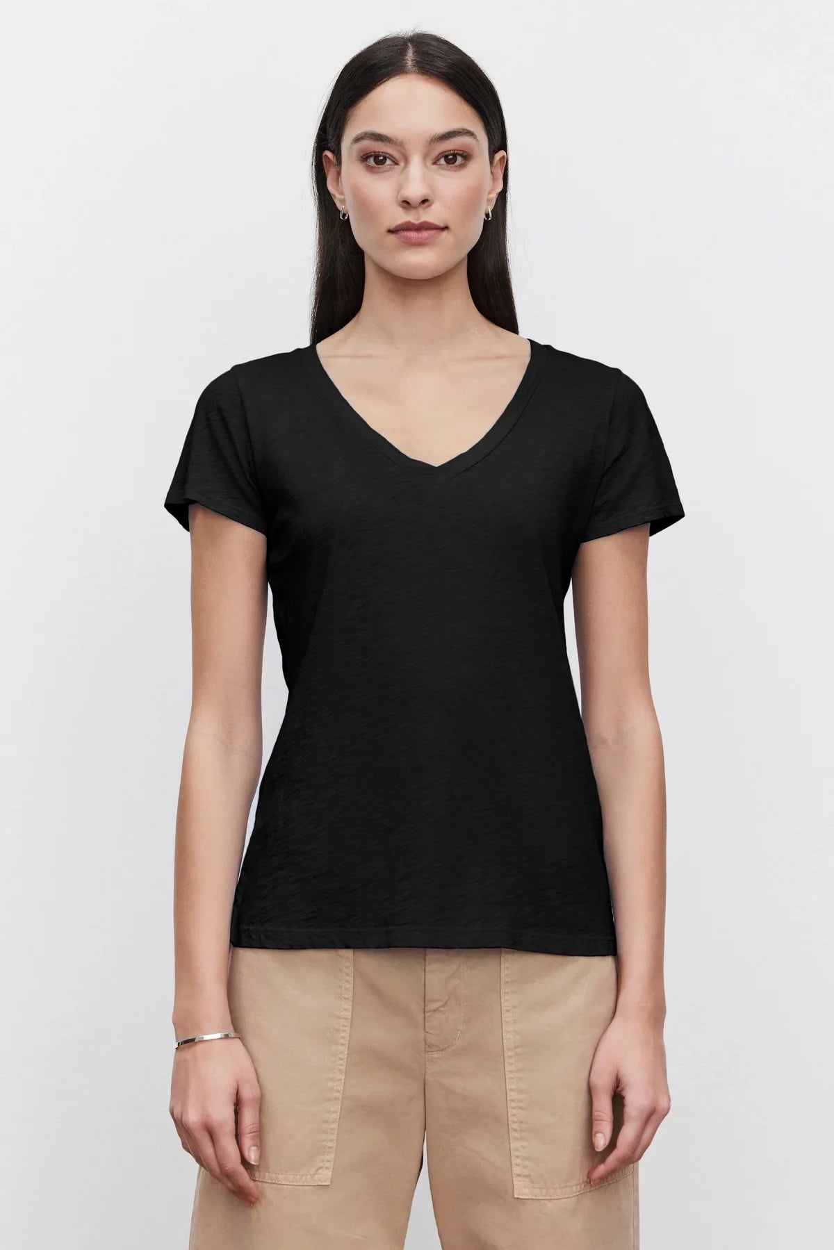 Lilith Cotton Slub V-Neck Tee T-Shirts Velvet by Graham & Spencer