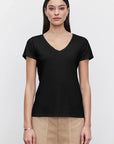 Lilith Cotton Slub V-Neck Tee T-Shirts Velvet by Graham & Spencer