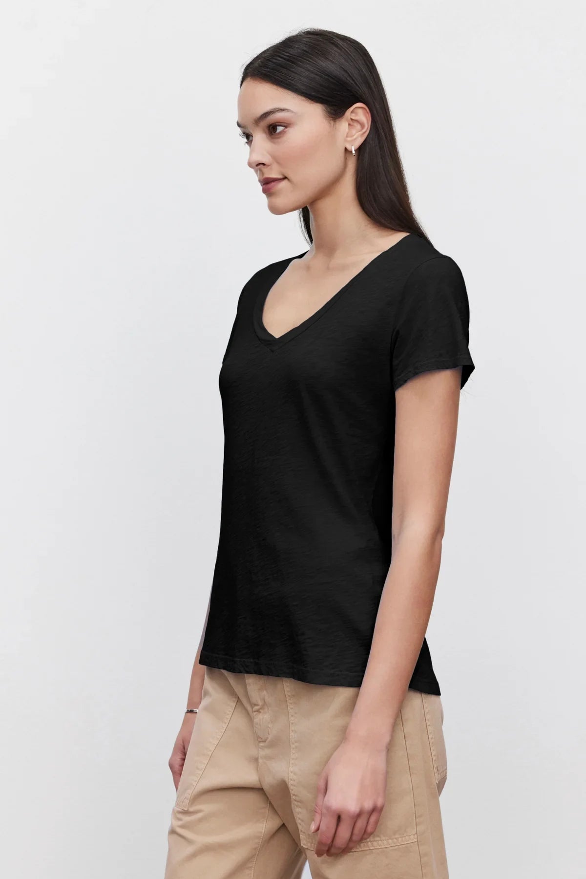 Lilith Cotton Slub V-Neck Tee T-Shirts Velvet by Graham & Spencer