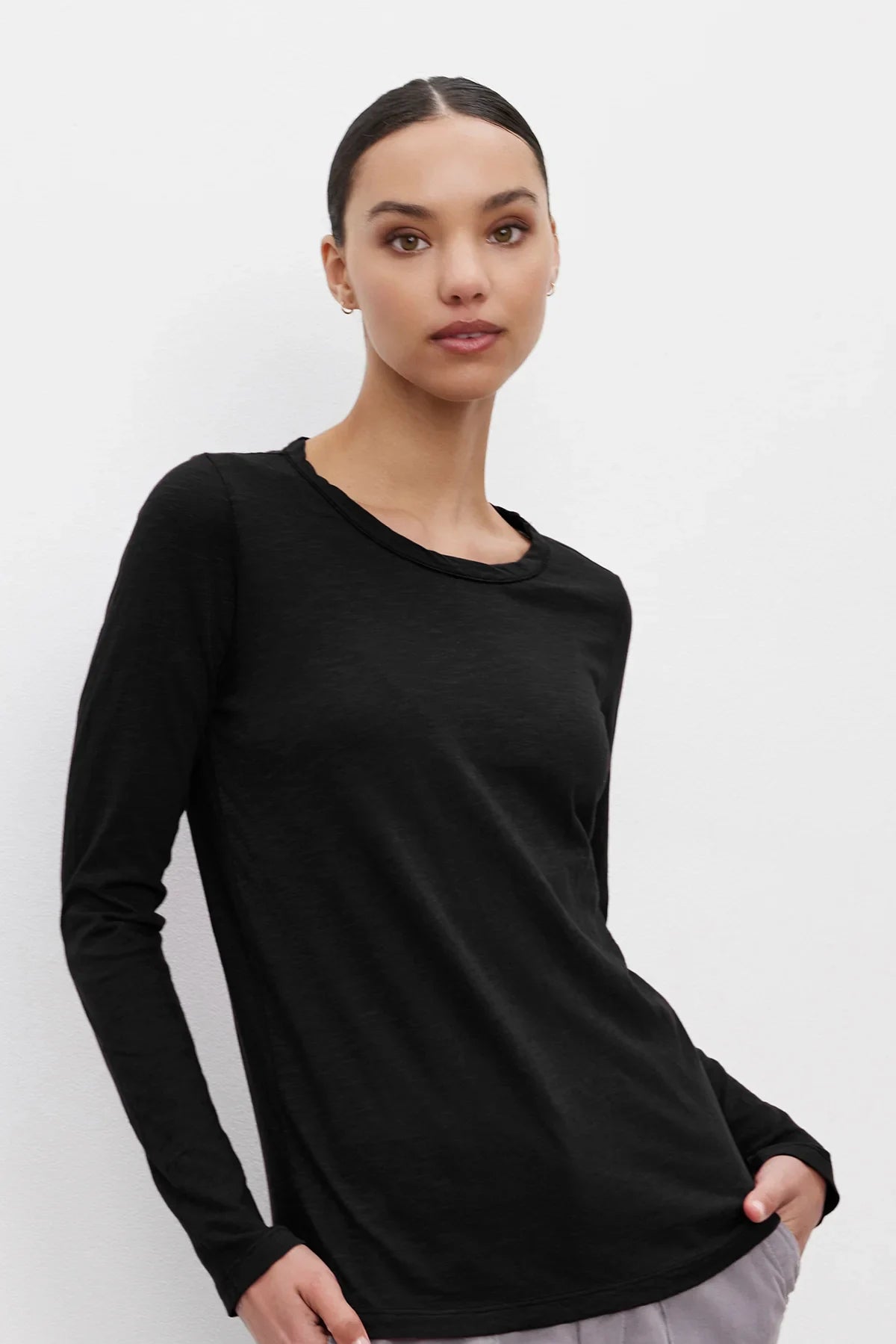 Lizzie Original Slub Long Sleeve Tee T-Shirts Velvet by Graham & Spencer