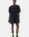 Black Cotton Poplin Tie String Mini Dress Dresses Ganni