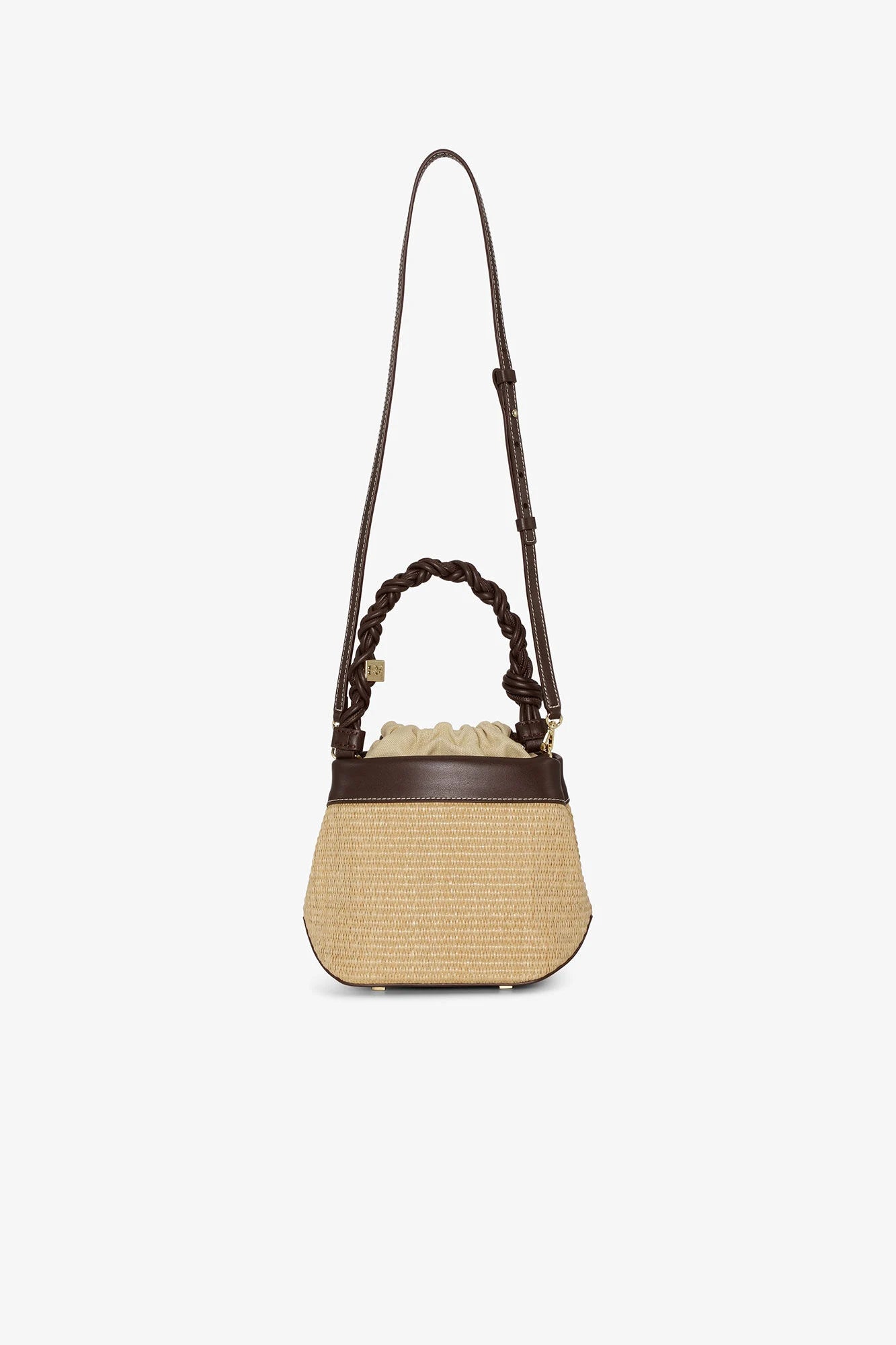 Brown GANNI Bou Bucket Bag Raffia Accessories Ganni