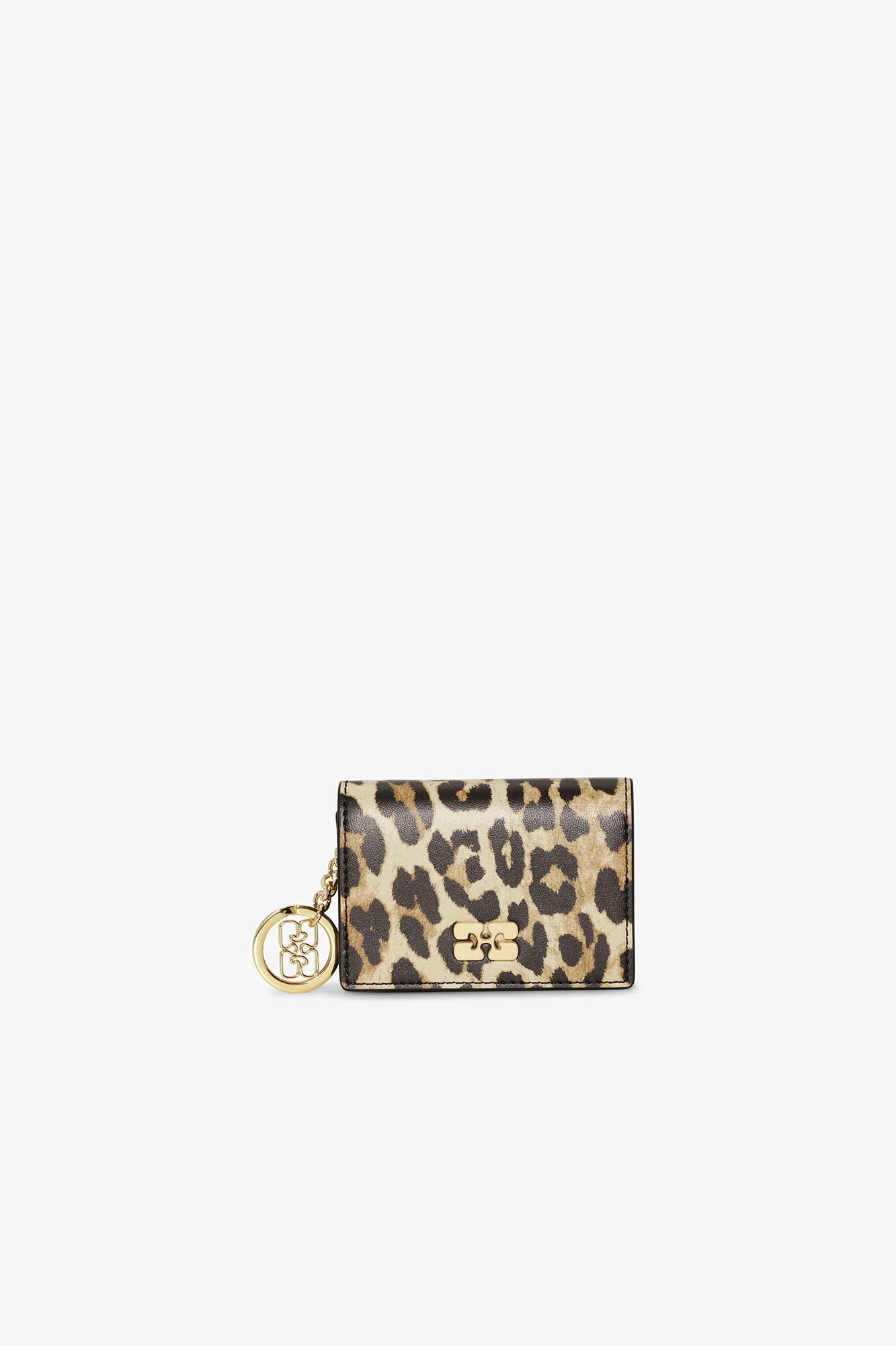 Leopard GANNI Bou Card Holder With Flap Accessories Ganni