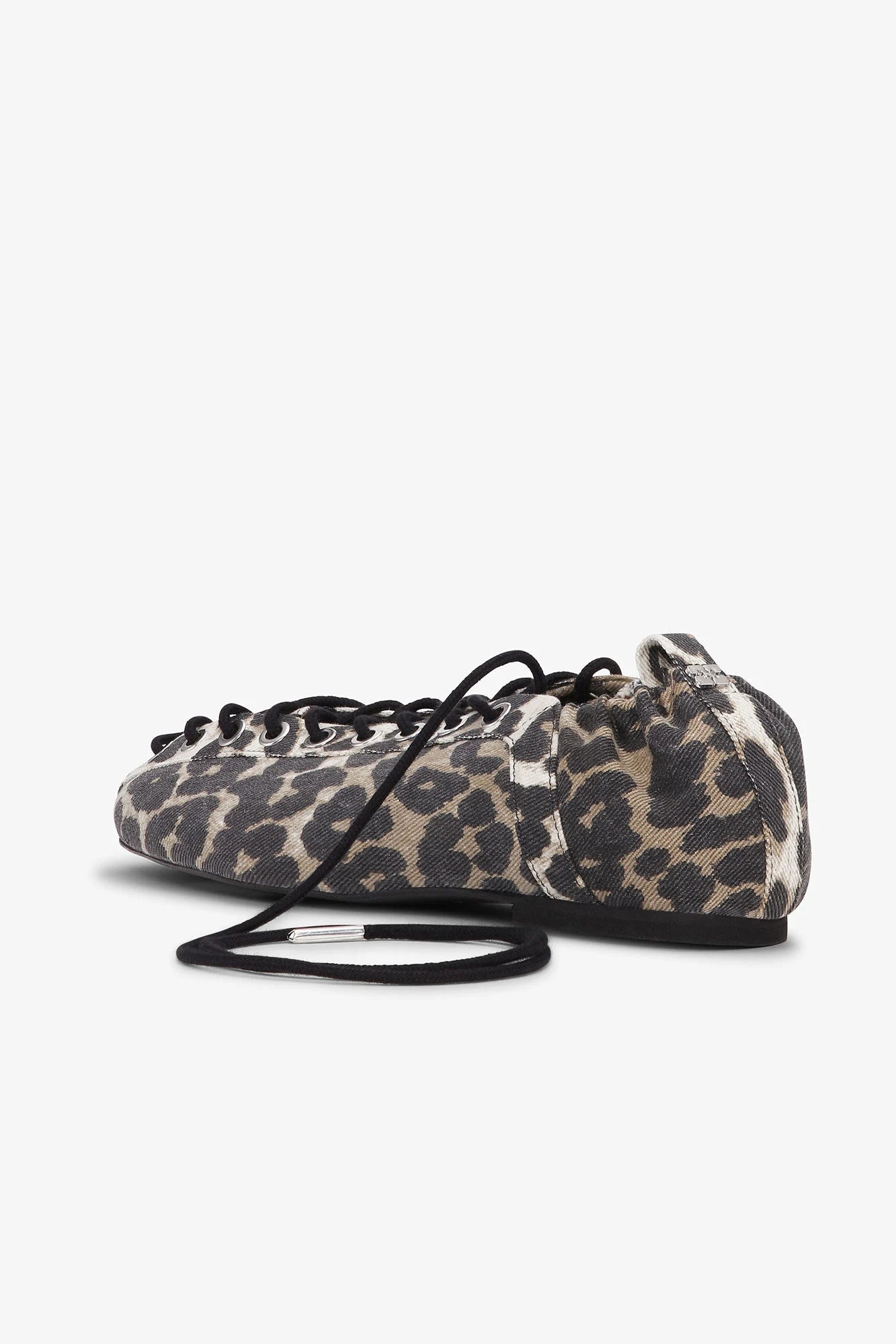 Leopard Oleatex Lace-Up Ballerinas Footwear Ganni