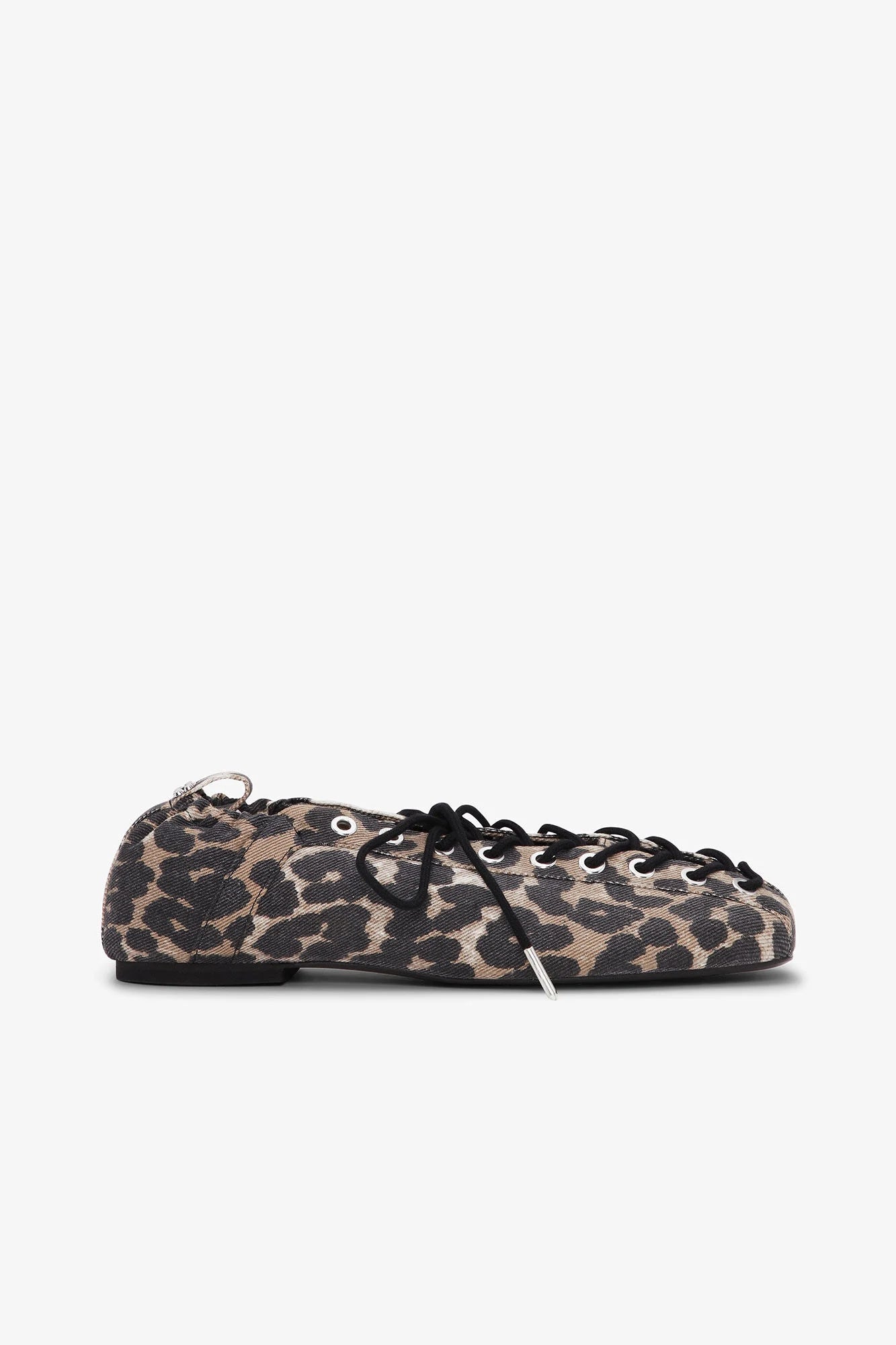 Leopard Oleatex Lace-Up Ballerinas Footwear Ganni