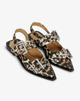 Leopard Satin Feminine Buckle Ballerinas Footwear Ganni