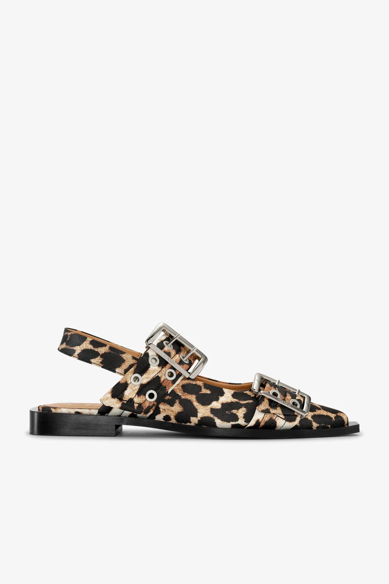 Leopard Satin Feminine Buckle Ballerinas Footwear Ganni