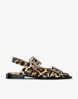 Leopard Satin Feminine Buckle Ballerinas Footwear Ganni