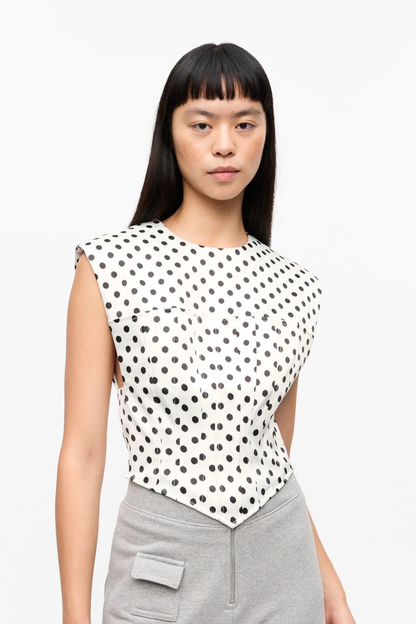 Polka-Dot Satin Corset Blouse Blouses Ganni