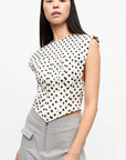 Polka-Dot Satin Corset Blouse Blouses Ganni