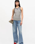 Striped Soft Cotton Rib Tank Top Tops Ganni