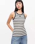 Striped Soft Cotton Rib Tank Top Tops Ganni