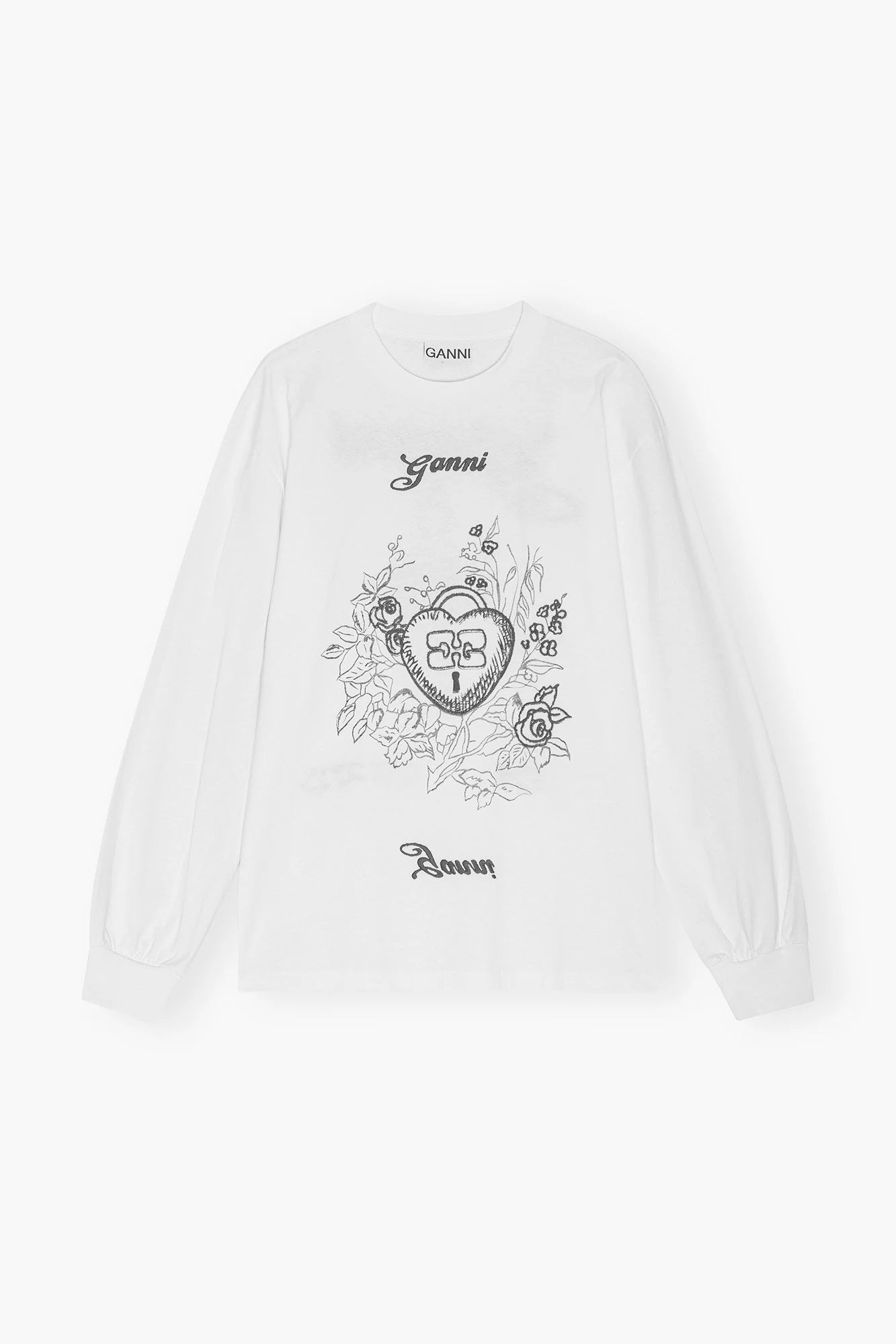 White Re-cut Heavy Long Sleeve T-shirt Tops Ganni