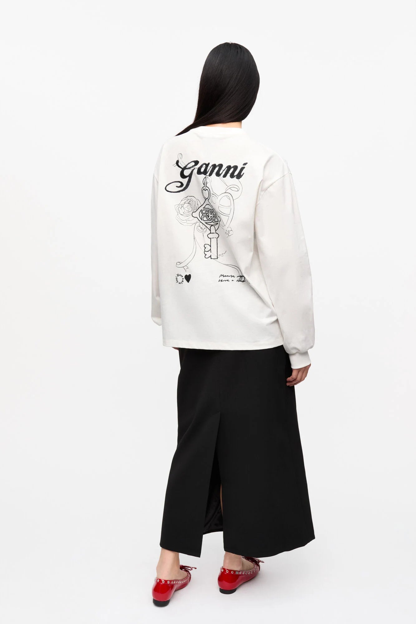 White Re-cut Heavy Long Sleeve T-shirt Tops Ganni