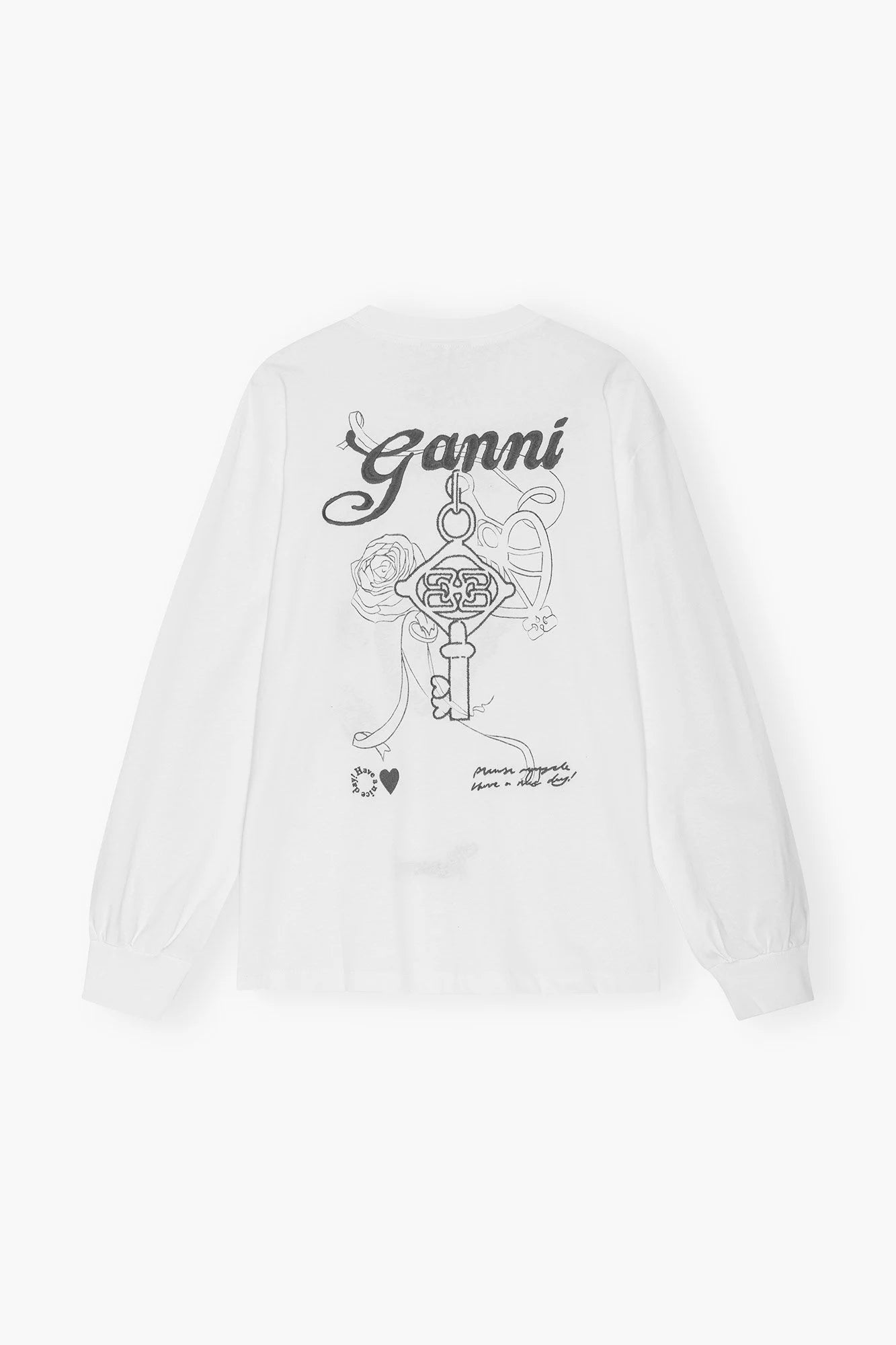 White Re-cut Heavy Long Sleeve T-shirt Tops Ganni