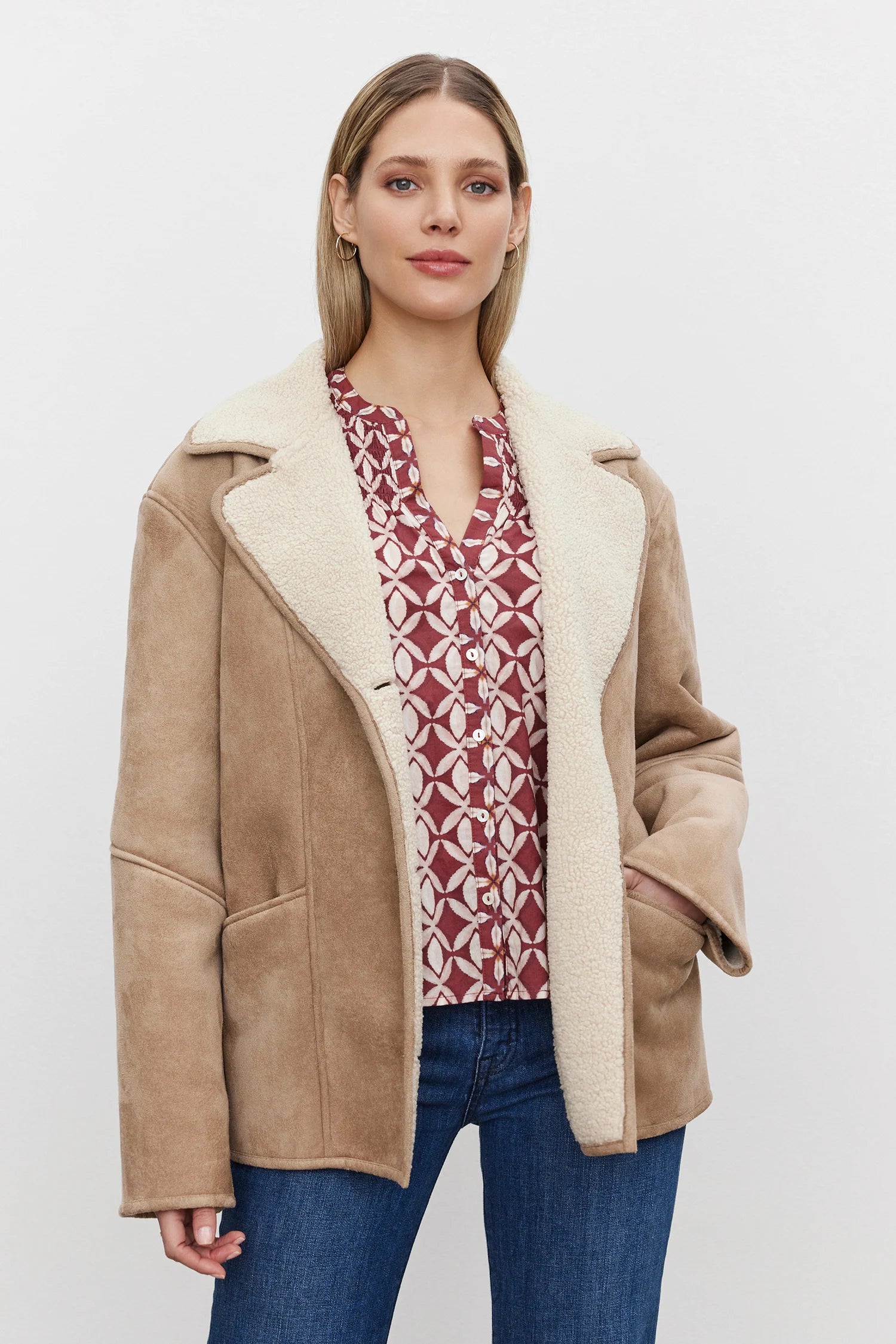 Molly Lux Sherpa Collared Jacket Jackets & Coats Velvet by Graham & Spencer   