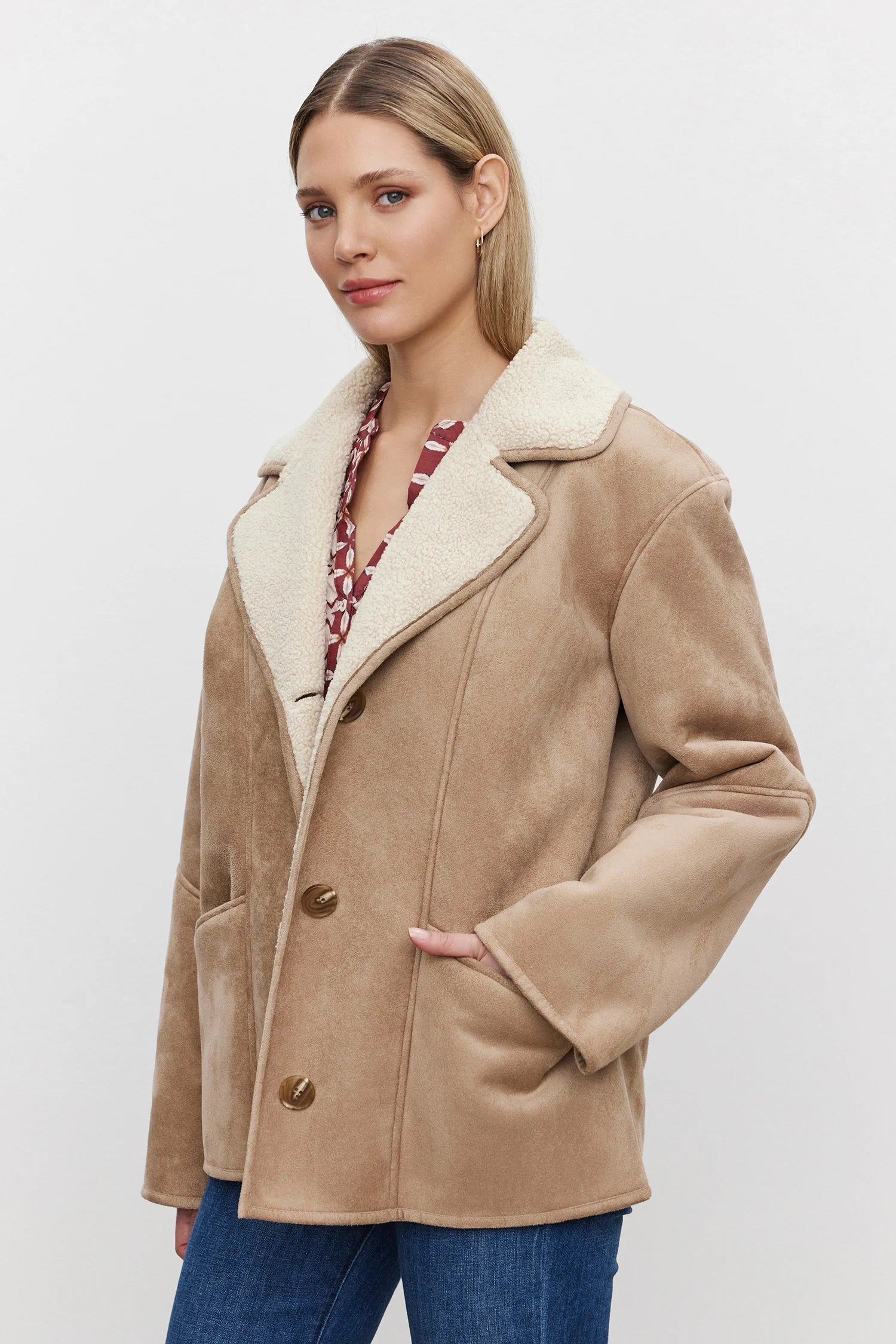 Molly Lux Sherpa Collared Jacket Jackets & Coats Velvet by Graham & Spencer   