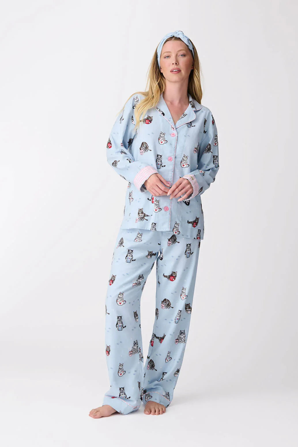 Coffee & Cat Naps Flannel PJ Set Sleepwear P.J. Salvage   