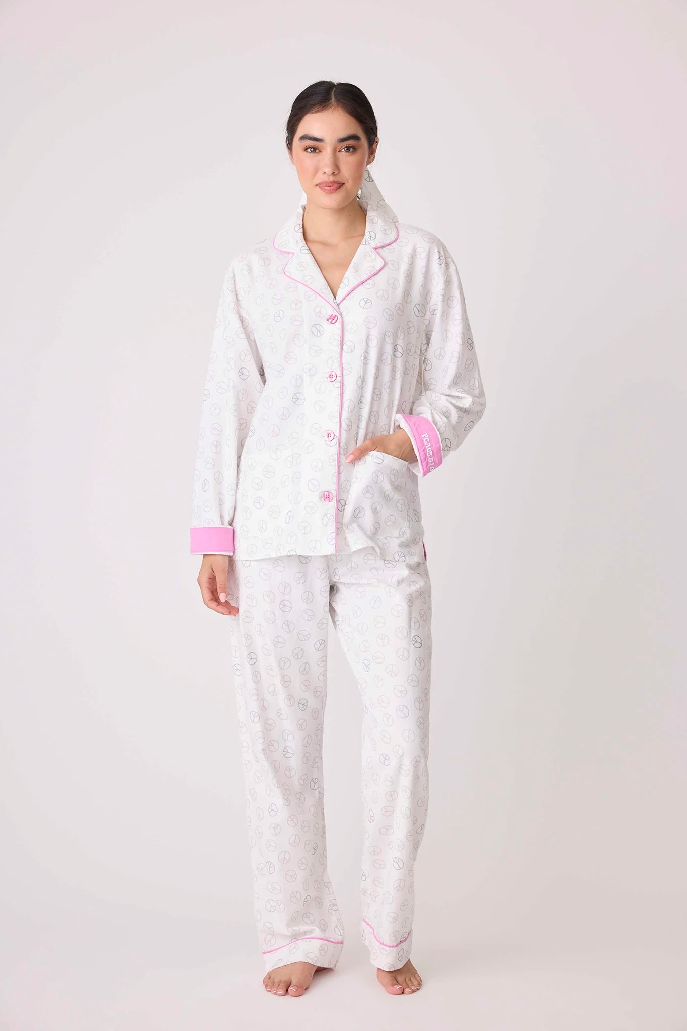 Peace and Love Flannel PJ Set Sleepwear P.J. Salvage   