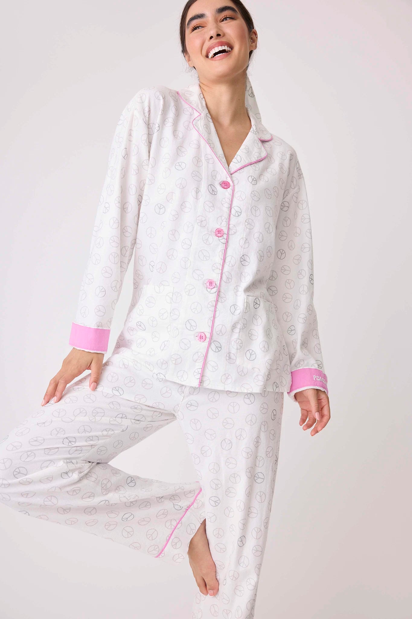 Peace and Love Flannel PJ Set Sleepwear P.J. Salvage   