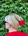 Handmade Origami Rose Flower Claw Hair Clip Accessories Solar Eclipse