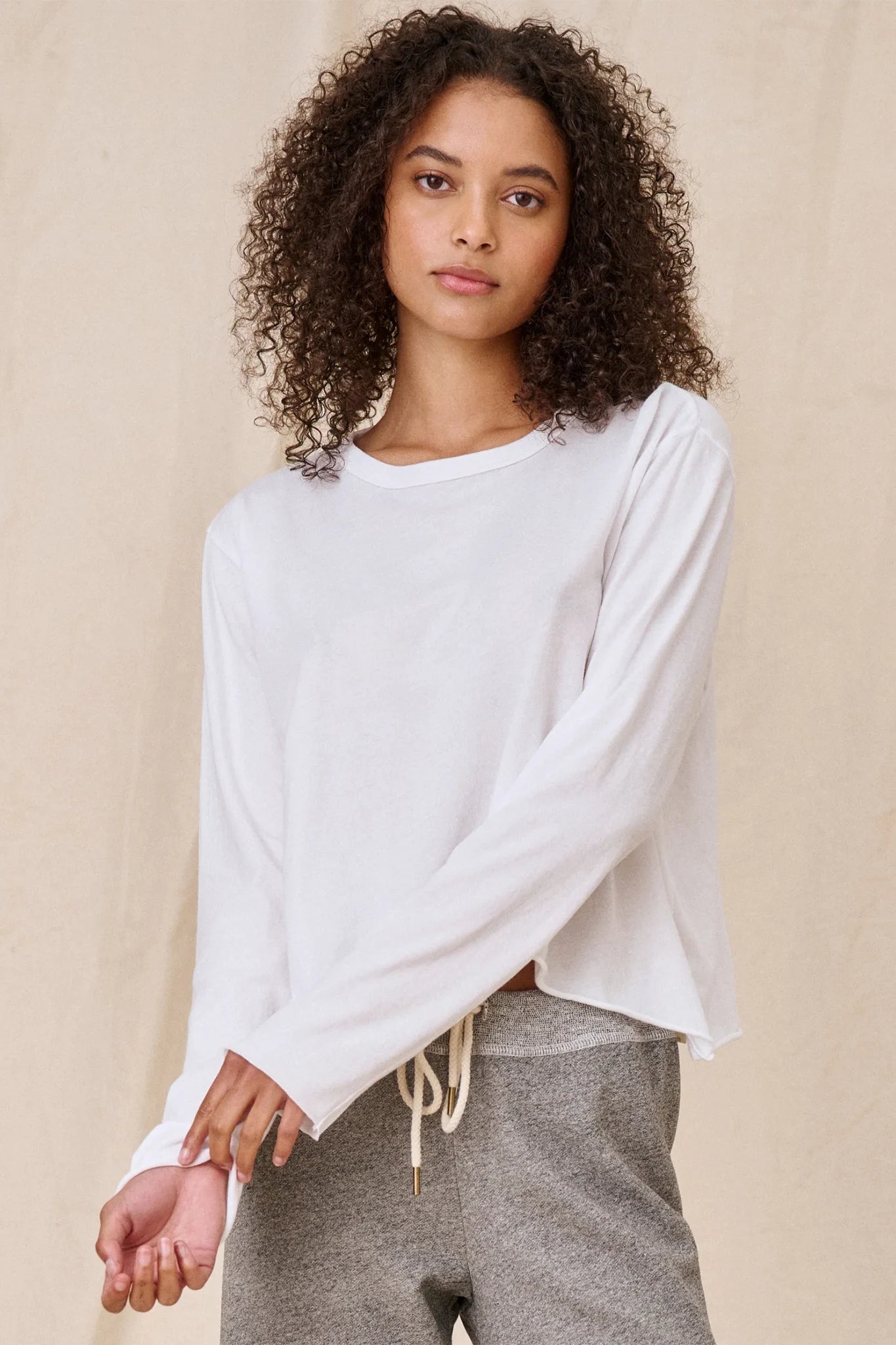 The Long Sleeve Crop Tee T-Shirts The Great   