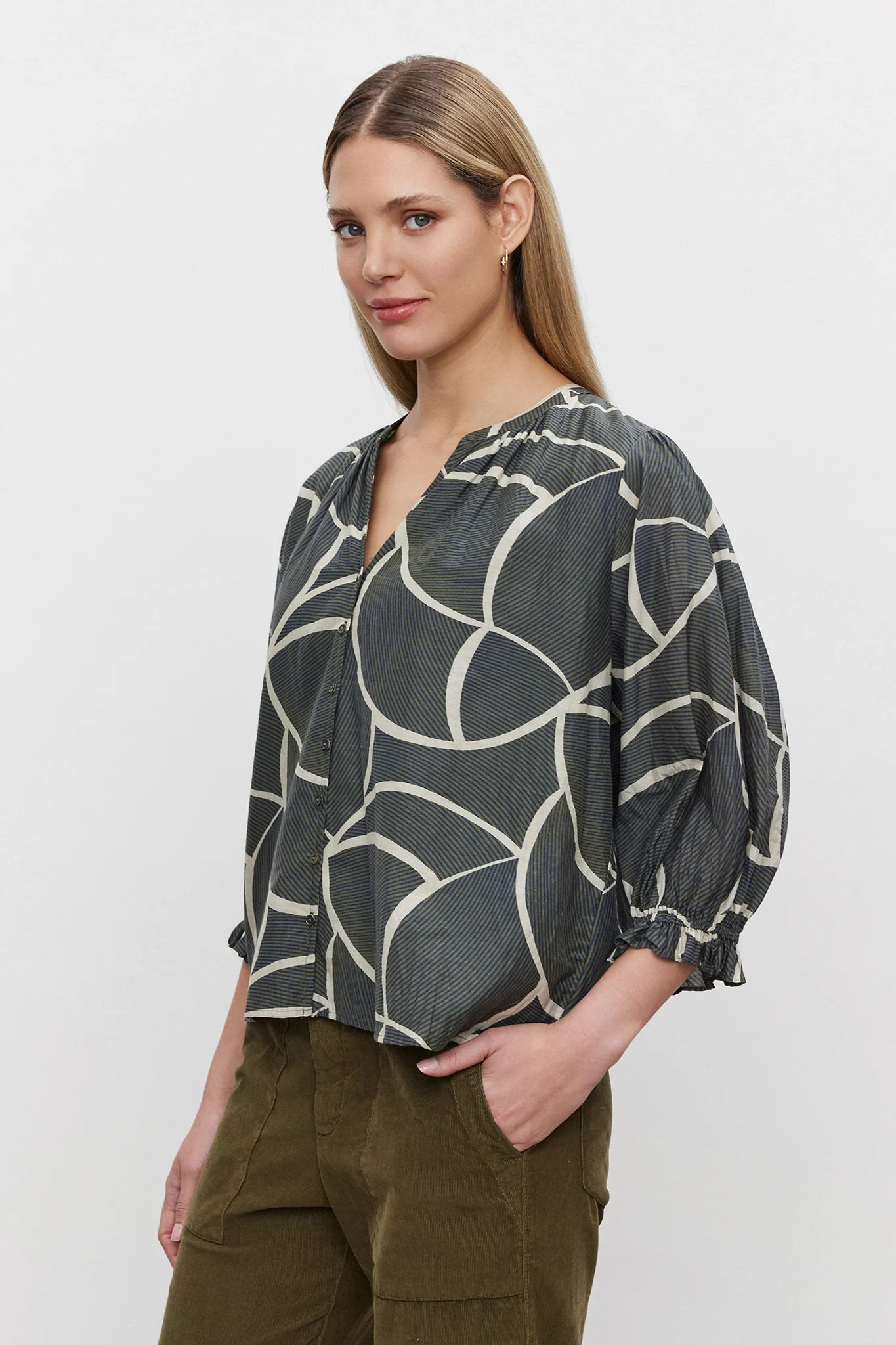 Betty Printed Silk Cotton Voile Top Tops Velvet by Graham & Spencer   