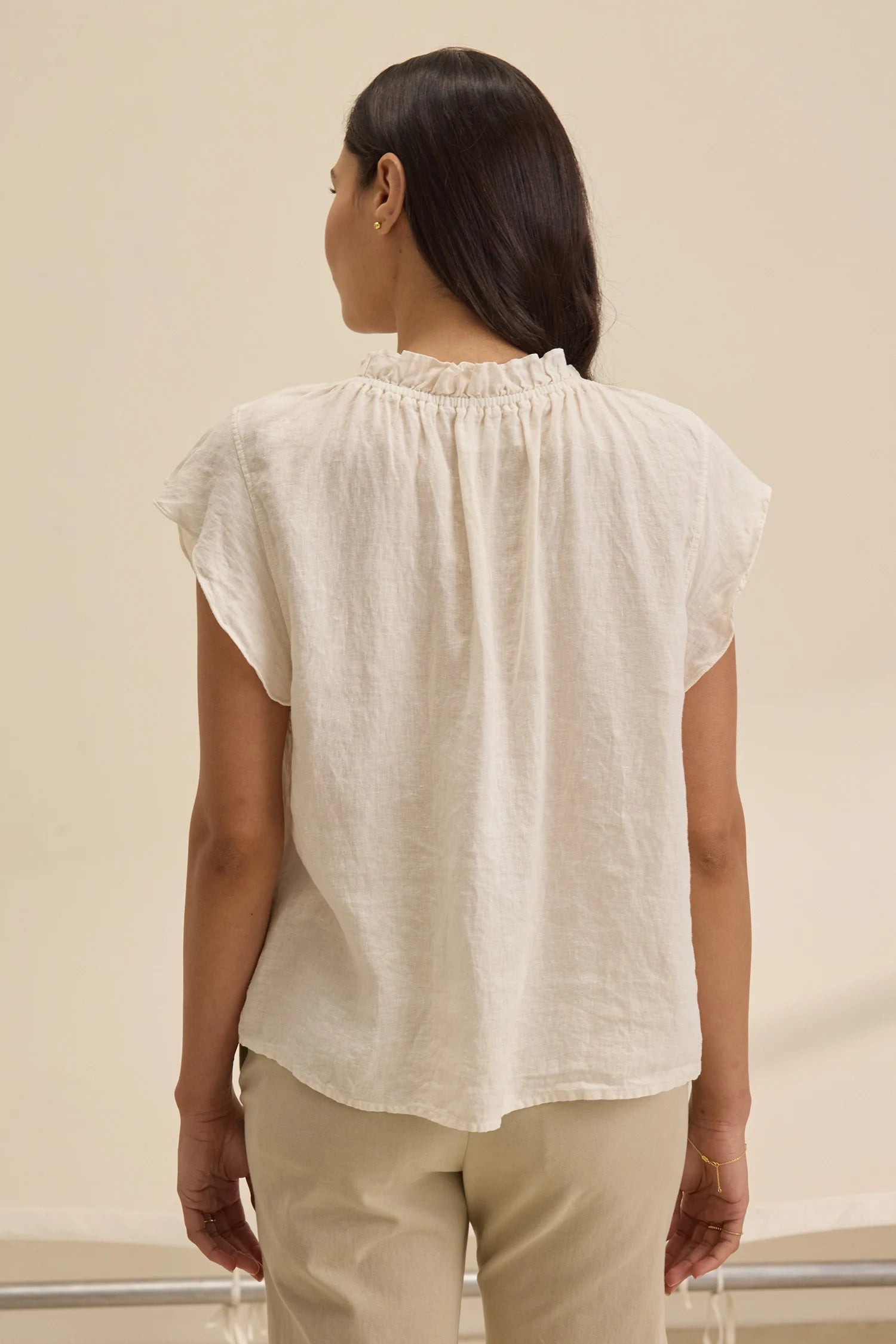 Semira Woven Linen Top Tops Velvet by Graham & Spencer