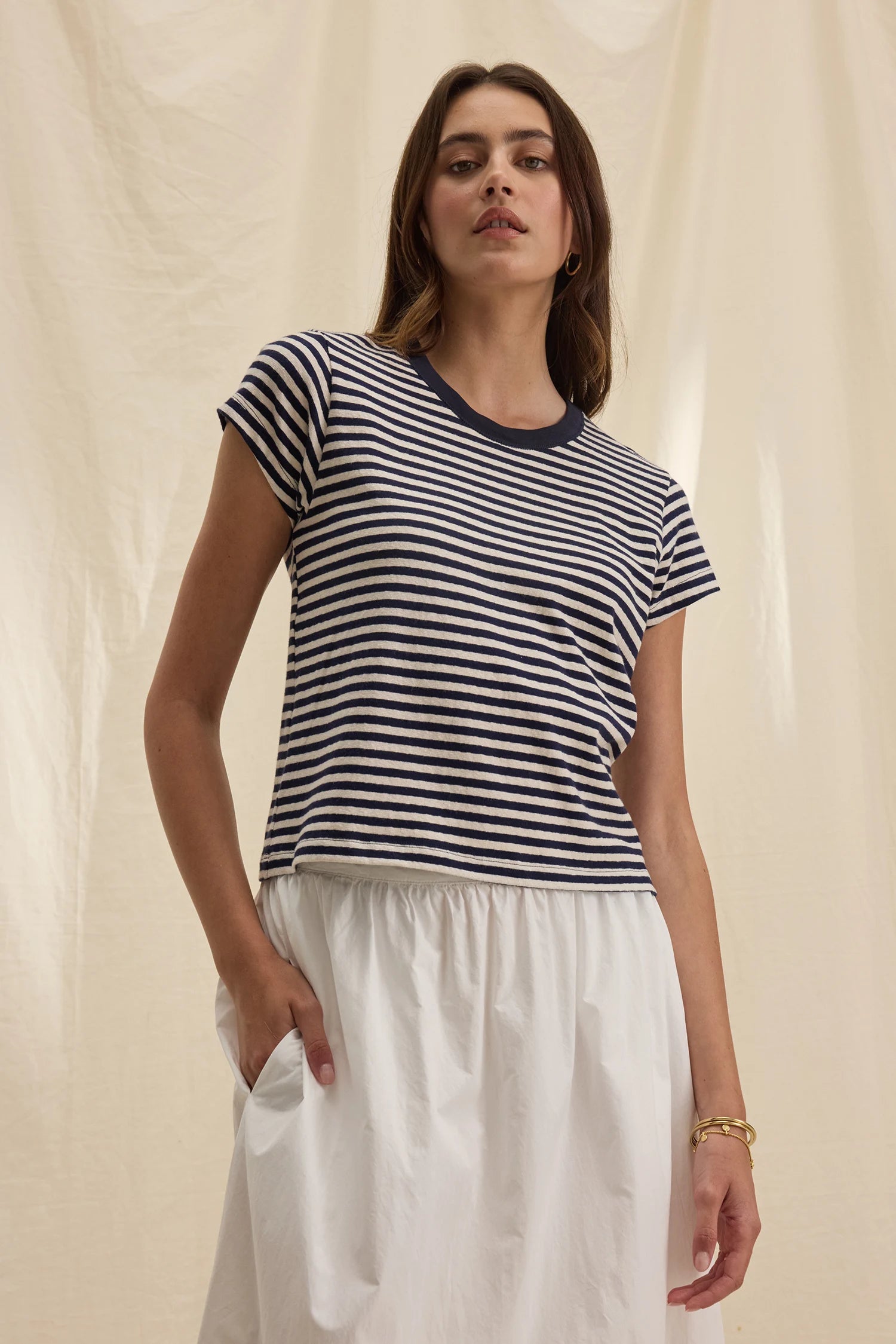 Tash Stripe Crew Tee Tops Velvet by Graham & Spencer